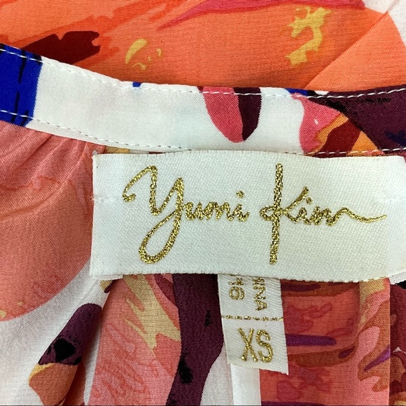 Yumi Kim Silk Floral Long Sleeve Yumi  Top Size XS in Cream and Coral - Picture 8 of 9